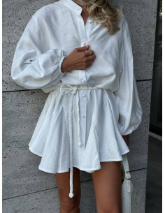 Rochie tip camasa din bumbac creponat