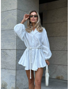 Rochie tip camasa din bumbac creponat 2